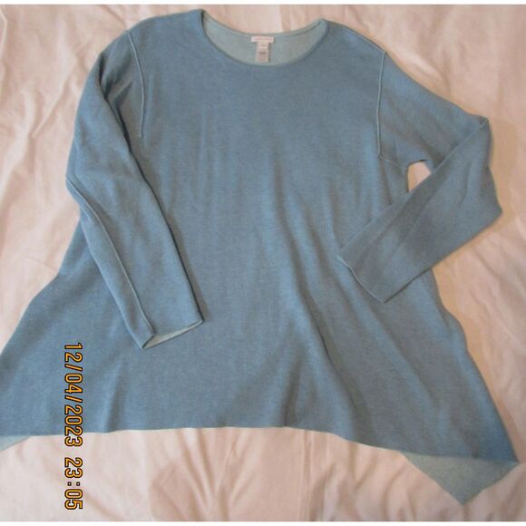 J. Jill reversible sweater size m asymmetrical hem minimalist cotton blue - Picture 1 of 7
